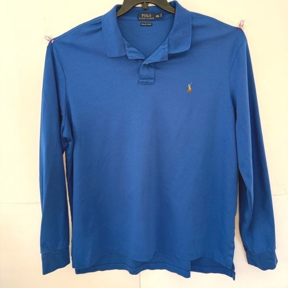 Polo Ralph Lauren Pima Soft Touch Long Sleeve Polo Shirt Blue XXL Mens